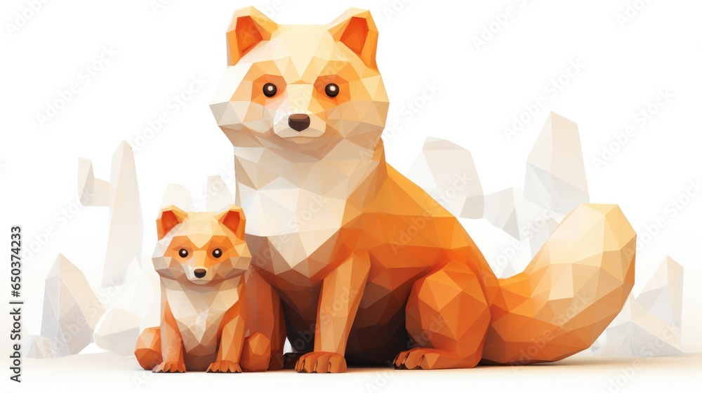 Fototapeta premium A couple of foxes sitting next to each other