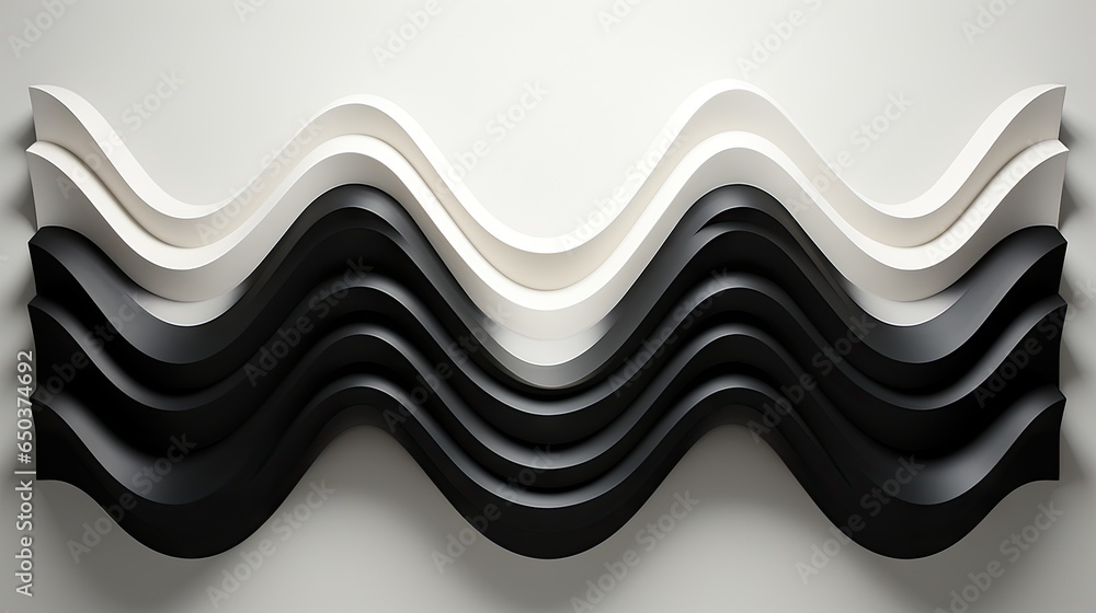 Naklejka premium an abstract black and white wallpaper with wavy lines on it. generative ai