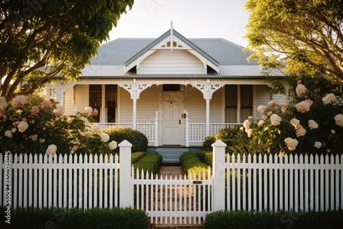 Exterior of a suburban american house in a quiet neighborhood