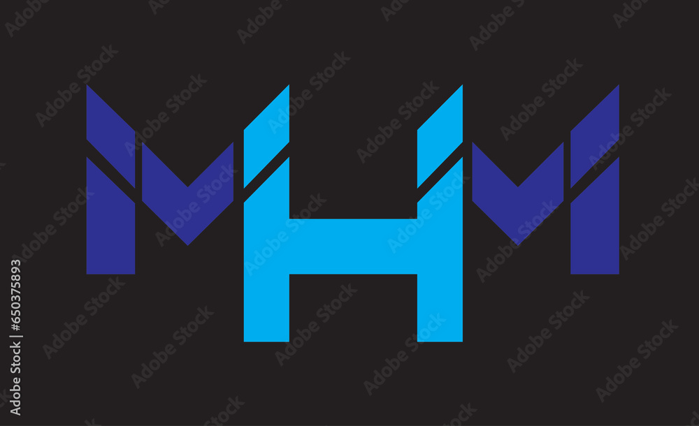 Creative abstract logo sign in purple and blue color letter M and H and M monogram for your company Creative abstract logo sign in purple and blue color letter M and H and M monogram for your company