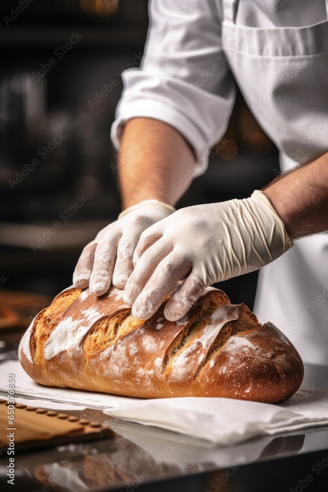 Pastry chef is baking a bread. Generative AI