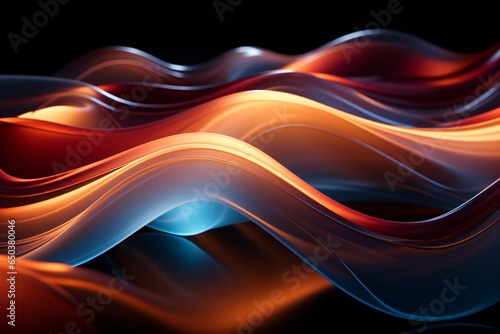 3d render of abstract blue and orange wavy background with smooth lines