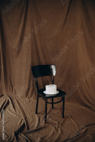 fashioned chair and table, Cake: Birthday Cake With Candles For 2nd Birthday