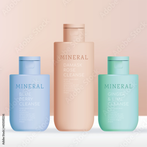 Vector Beauty, Cosmetics or Health Care Serum, Foundation or Shampoo Bottle with Flip Cap. Matte Finishing..