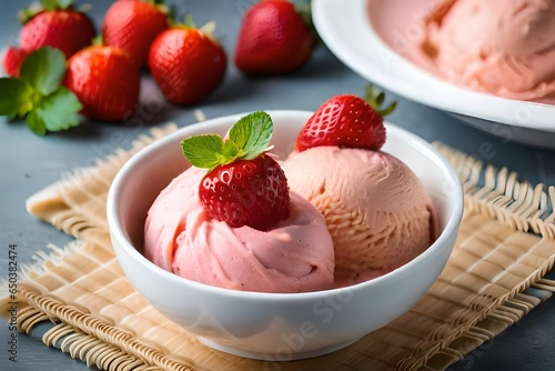 strawberry ice cream AI Generated photo