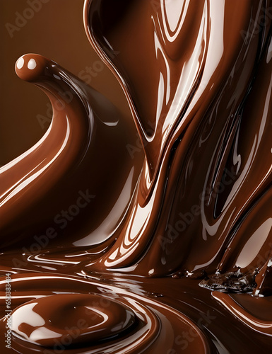 Photot of melted chocolate, generative AI photo