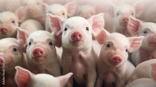 A group of pigs standing next to each other