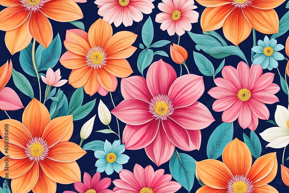 beautiful flowers and leaves seamless pattern background watercolor seamless pattern with colorful flowers beautiful flowers and leaves seamless pattern background