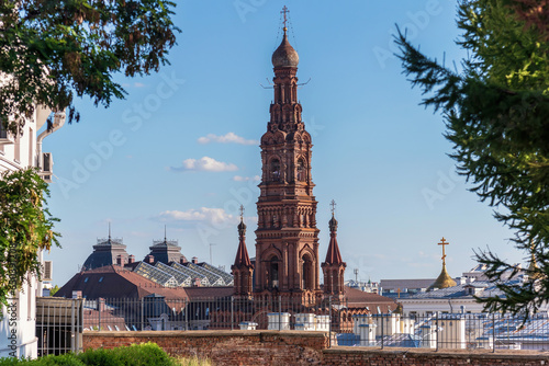 Bell tower of the Epiphany Cathedral, Kazan, Russia.