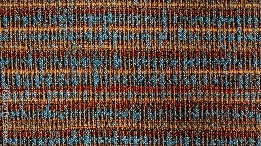 a close up view of a blue and brown tweed fabric. generative ai a close up view of a blue and brown tweed fabric. generative ai