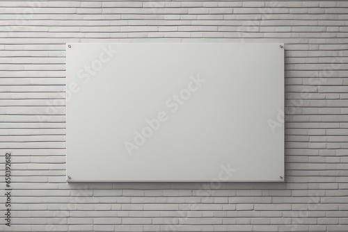 blank white billboard on wall blank white poster on brick wall. mockup for design, template blank white billboard on wall