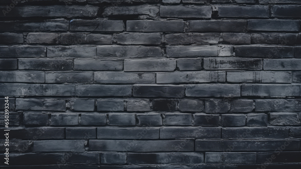 Black brick wall texture, brick surface for background. Vintage wallpaper