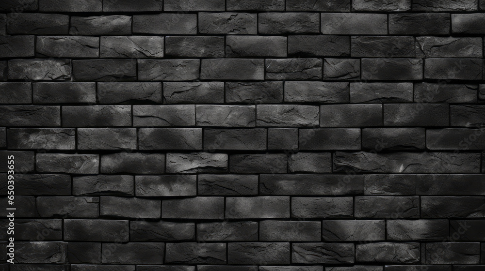 Black brick wall texture, brick surface for background. Vintage wallpaper