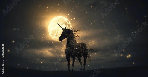 Photo AI generated illustration of a majestic unicorn against the backdrop of a glowin