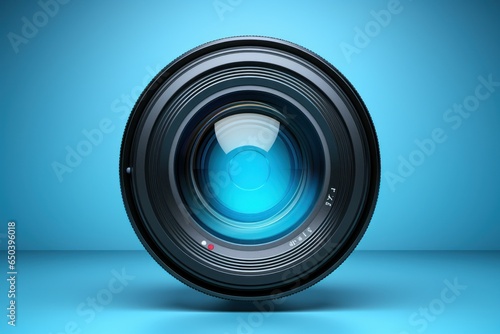 Camera lens blue. Digital media. Generate Ai