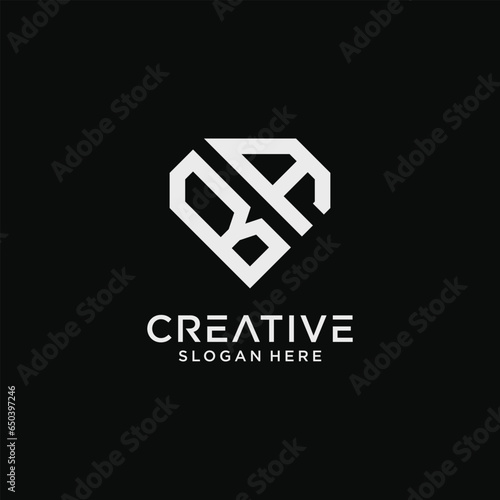 Creative style ba letter logo design template with diamond shape icon