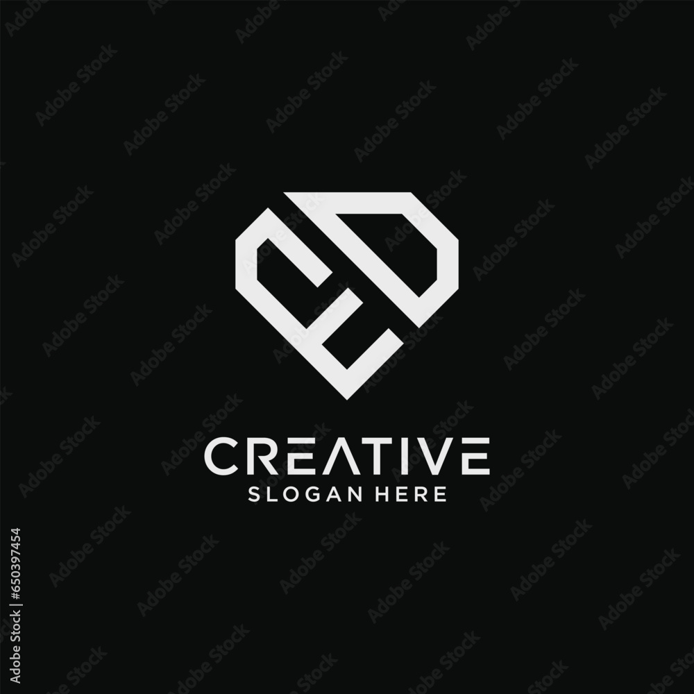 Creative style ed letter logo design template with diamond shape icon Creative style ed letter logo design template with diamond shape icon