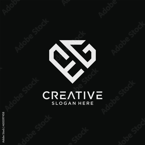 Creative style eg letter logo design template with diamond shape icon