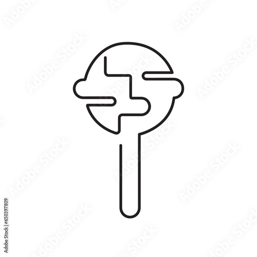 Continuous one-line lollipop gummy candy sweet caramel lozenges food icon minimalist icon elegance single linear art. 