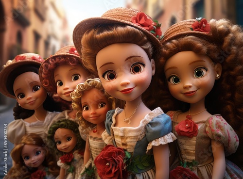 A group of beautiful dolls