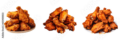 a set of fried chicken wings isolated on a transparent background