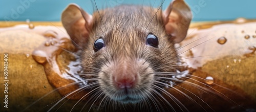 Closeup shot of rat in pipe