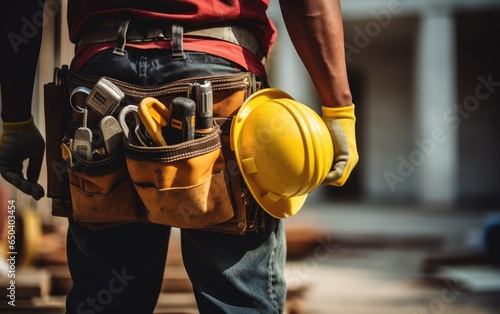 Handyman with tools belt an...