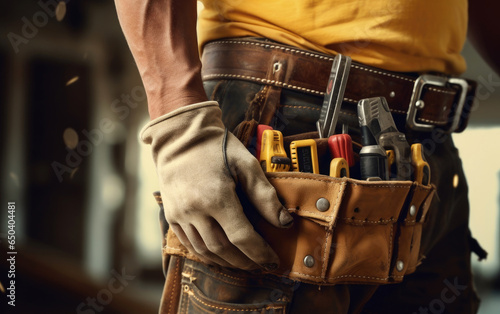 Handyman with tools belt an...