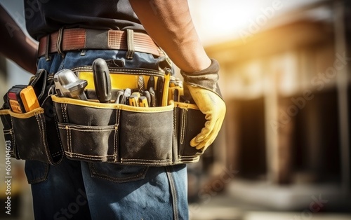 Handyman with tools belt an...