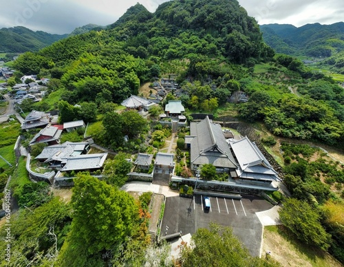 Aerial view of the Zenonji Temple in Hojo, North of Matsuyama City photo