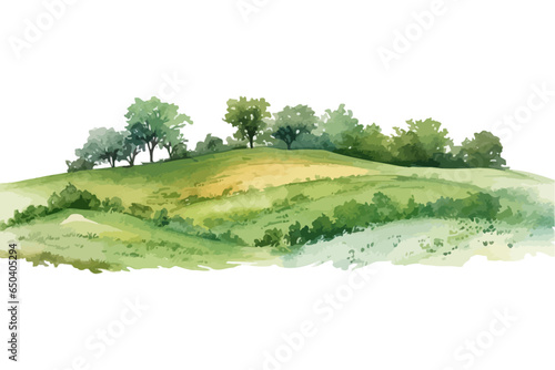Stampa su tela Watercolor field on small hills