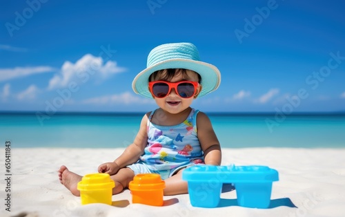 Funny cute toddler with sun...