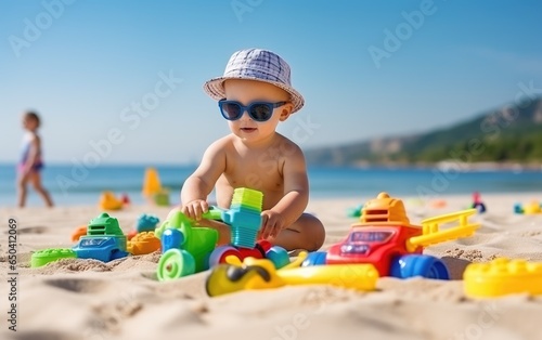 Funny cute toddler with sun...