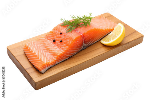 Salmon with Lemon on a Wood...