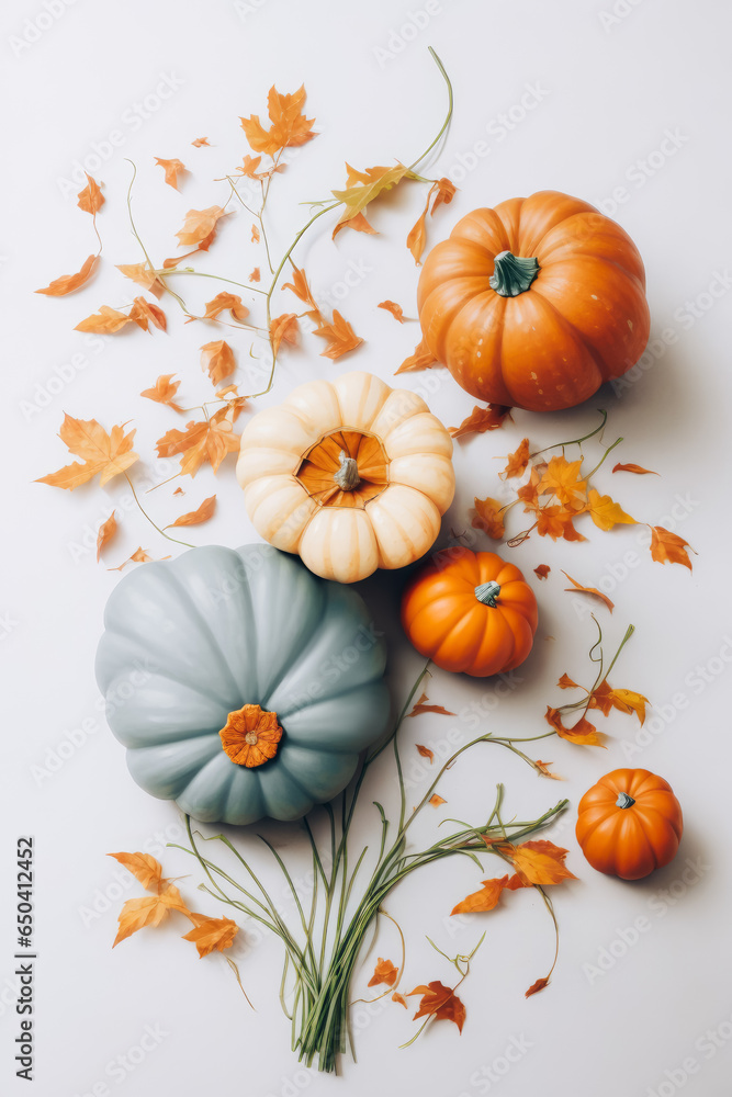 Flat lay of pumpkin bouquet Flat lay of pumpkin bouquet