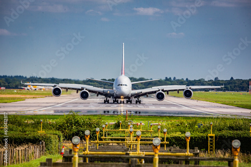 Canvas Print Emirates A380 landed at London Gatwick September 2023