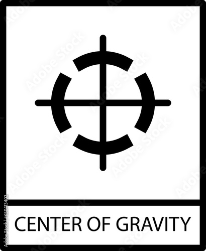 Center of Gravity icon with black frame isolated on white background. Center of Gravity symbol. Label vector illustration