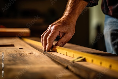 Skilled Craftsman Crafting Wood with Precision Tools