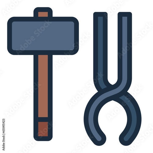 Tools for blacksmith hammer and tongs  icon