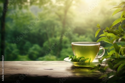 Earthen Nature tea cup. Healthy drink. Generate Ai