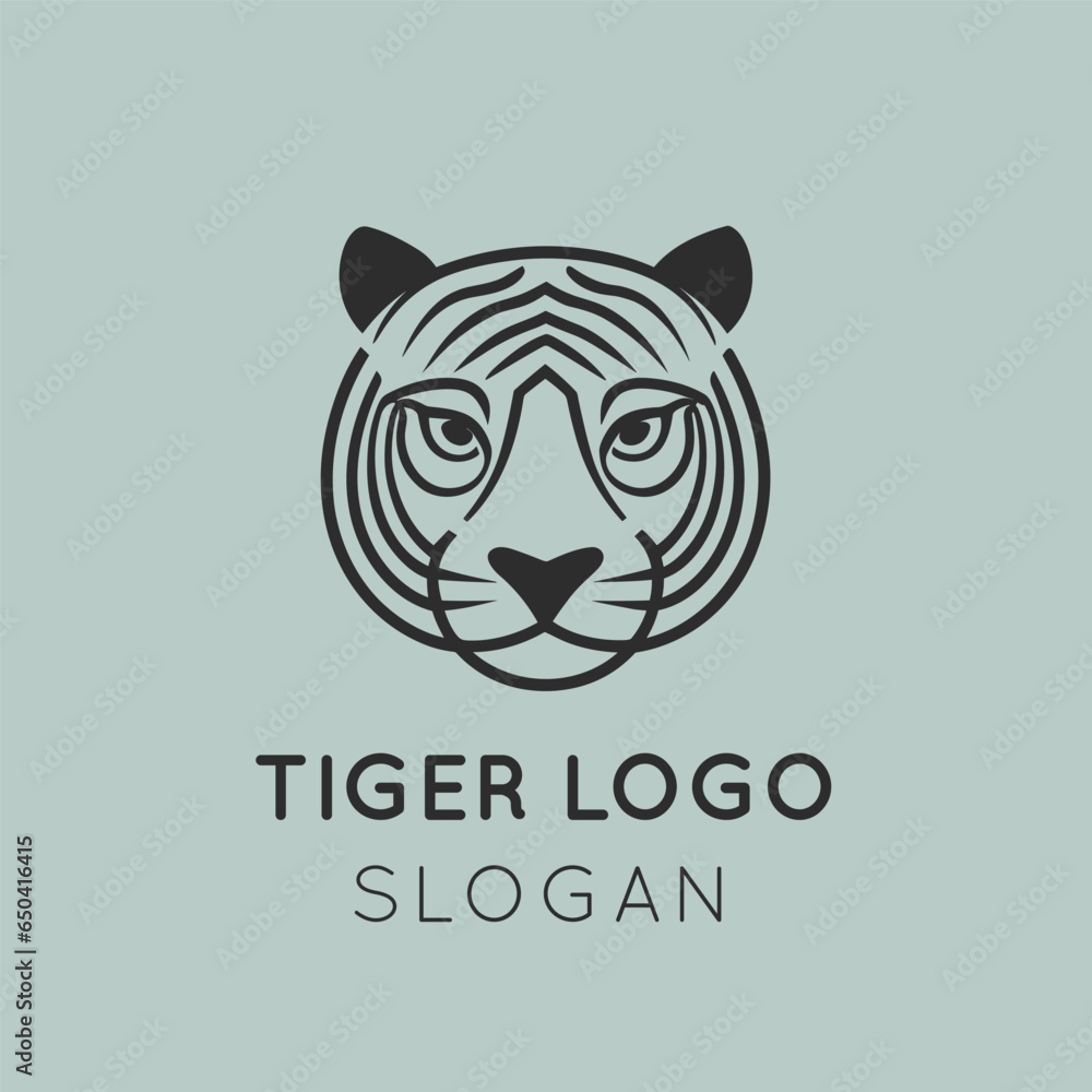Emblem Lined Tiger Logo Abstract Animal Vector Emblem Lined Tiger Logo Abstract Animal Vector