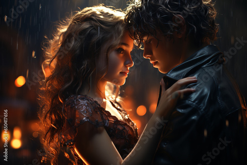 Young, beautiful, prettier, handsome and in love boy and girl dancing a waltz. Romantic picture, amorous look, couple, connection