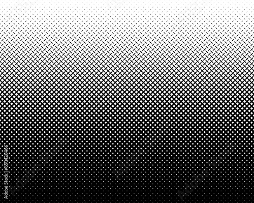 Geometric ornament. Black figures transitioning into a solid black background. Seamless in one direction. Long fadeout. 