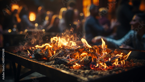 a man is sitting at a fire and burning wood in a fireplace.