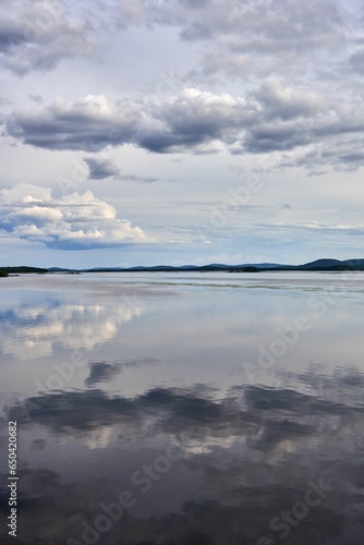 Scenic view of Kemijarvi Lake in Eastern Lapland  Finland