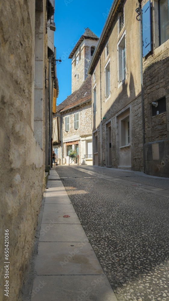 Historic narrow streets of Gramat in France