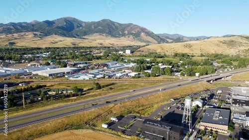Aerial view of the Cannery District of Bozeman Montana. photo