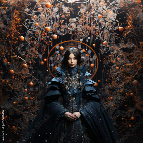 Powerful Chinese fantasy empress in a dark scenery 