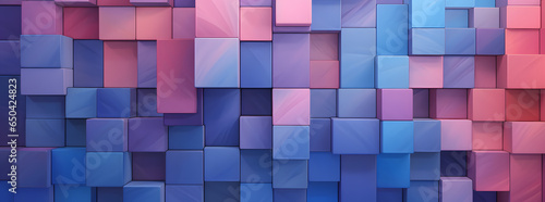 abstract blue and pink background  in the style of bright color blocks  pastel  lightbox  dimensional illusion  light violet and light bronze  three-dimensional puzzles  glazed surfaces