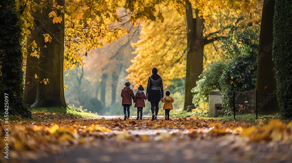 Fototapeta premium Family going for a walk